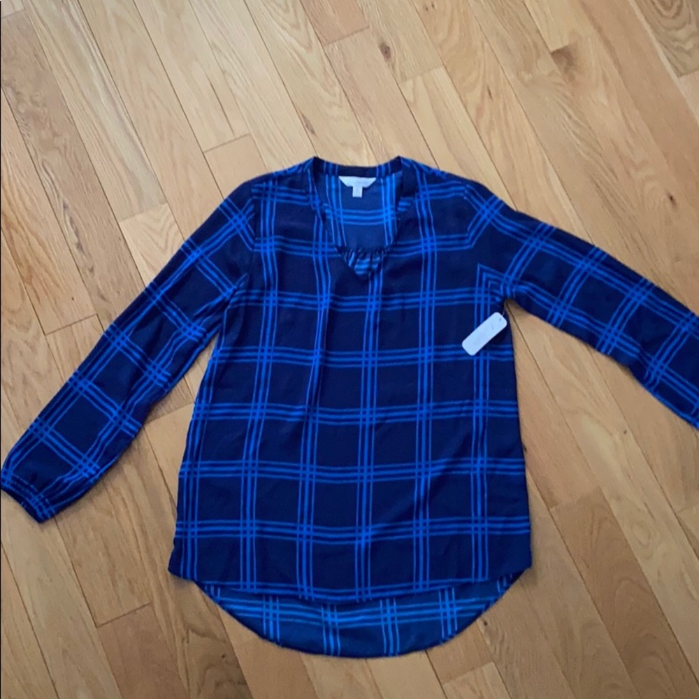 Charming Charlie Shirt Navy/Bright Blue Size S NWT